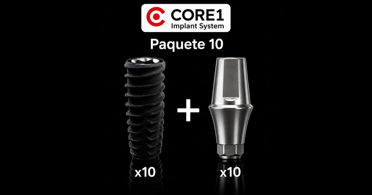 Paquete de 10 implantes CORE1 con 10 abutments TS3 Line
